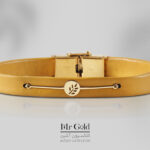 دستبند چرم و طلا برگ